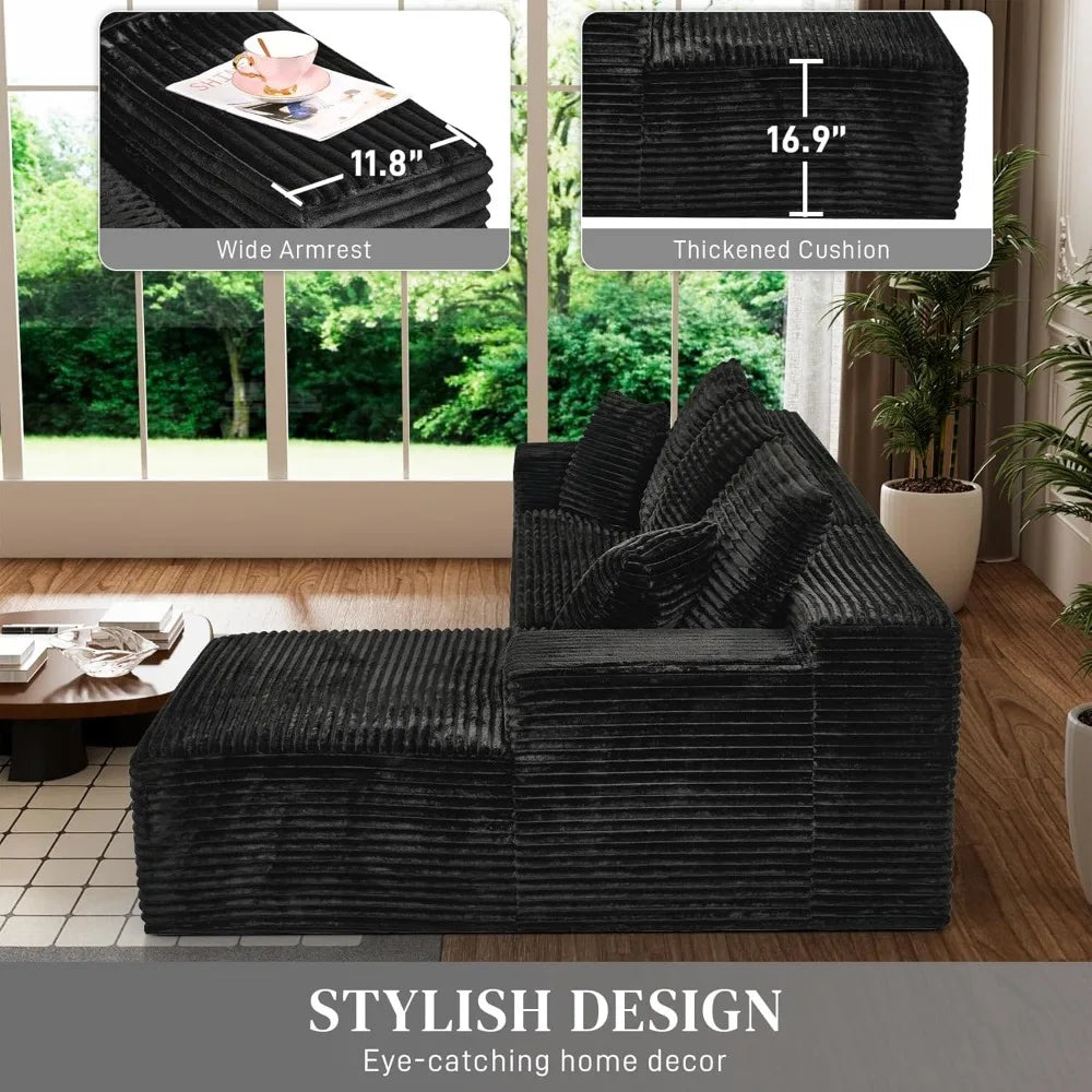 Ljustra 107" Modular Cloud Sectional Sofa Deep Seat Corduroy L-Shaped Couch