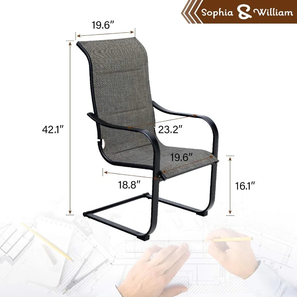 Ljustra High Back Patio Dining Chairs C Spring Motion Outdoor Furniture 2 Pcs