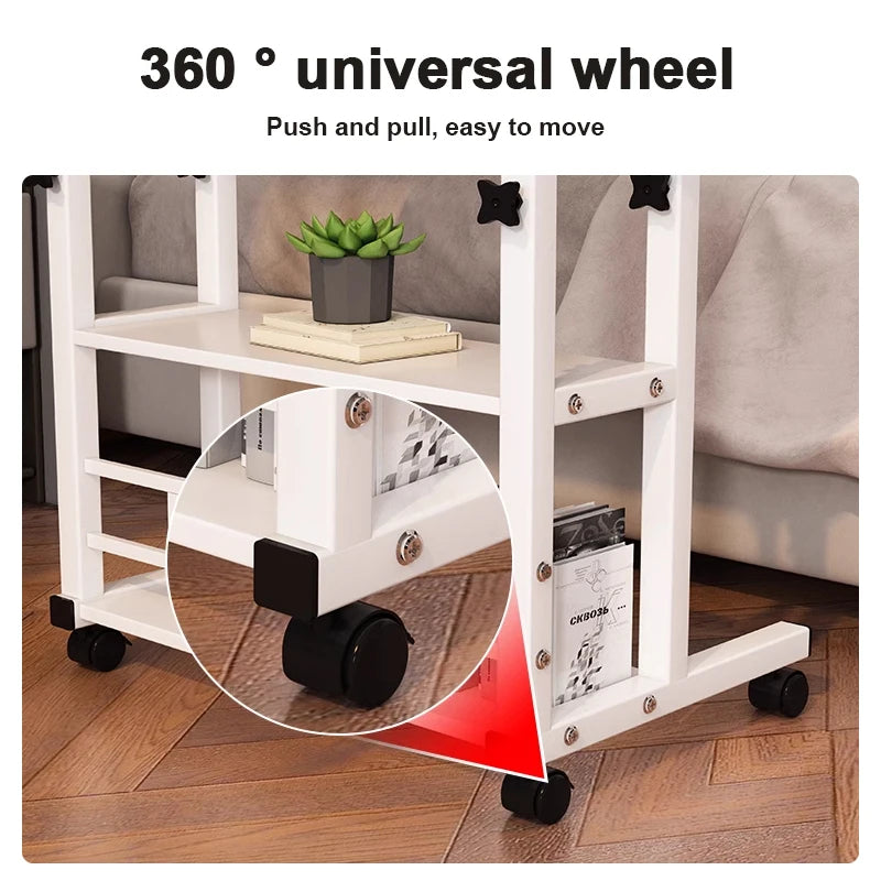 Height Adjustable Mobile Computer Desk Standing Desk with Wheels