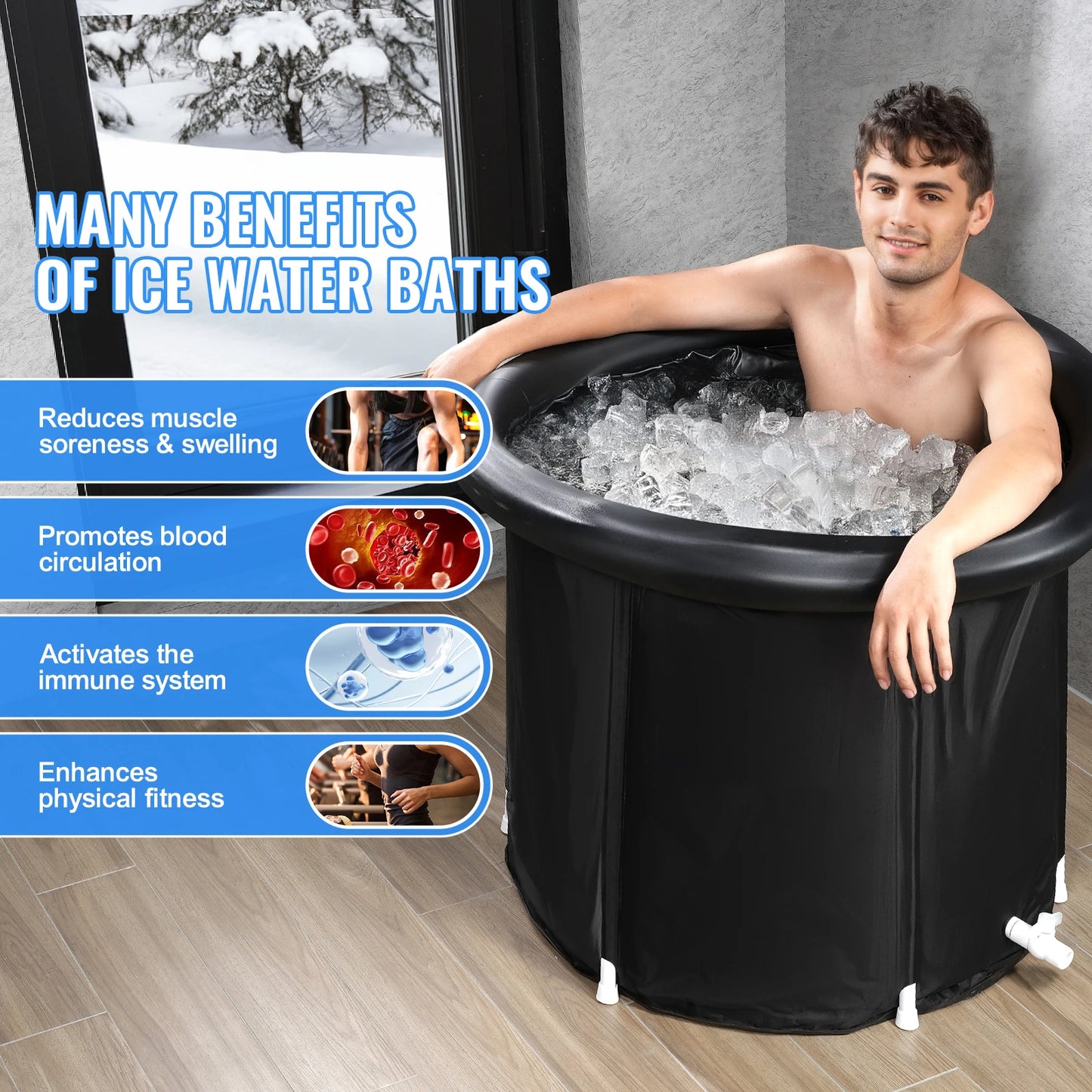 Ljustra Portable Ice Bath Tub Cold Water Therapy Plunge Pool