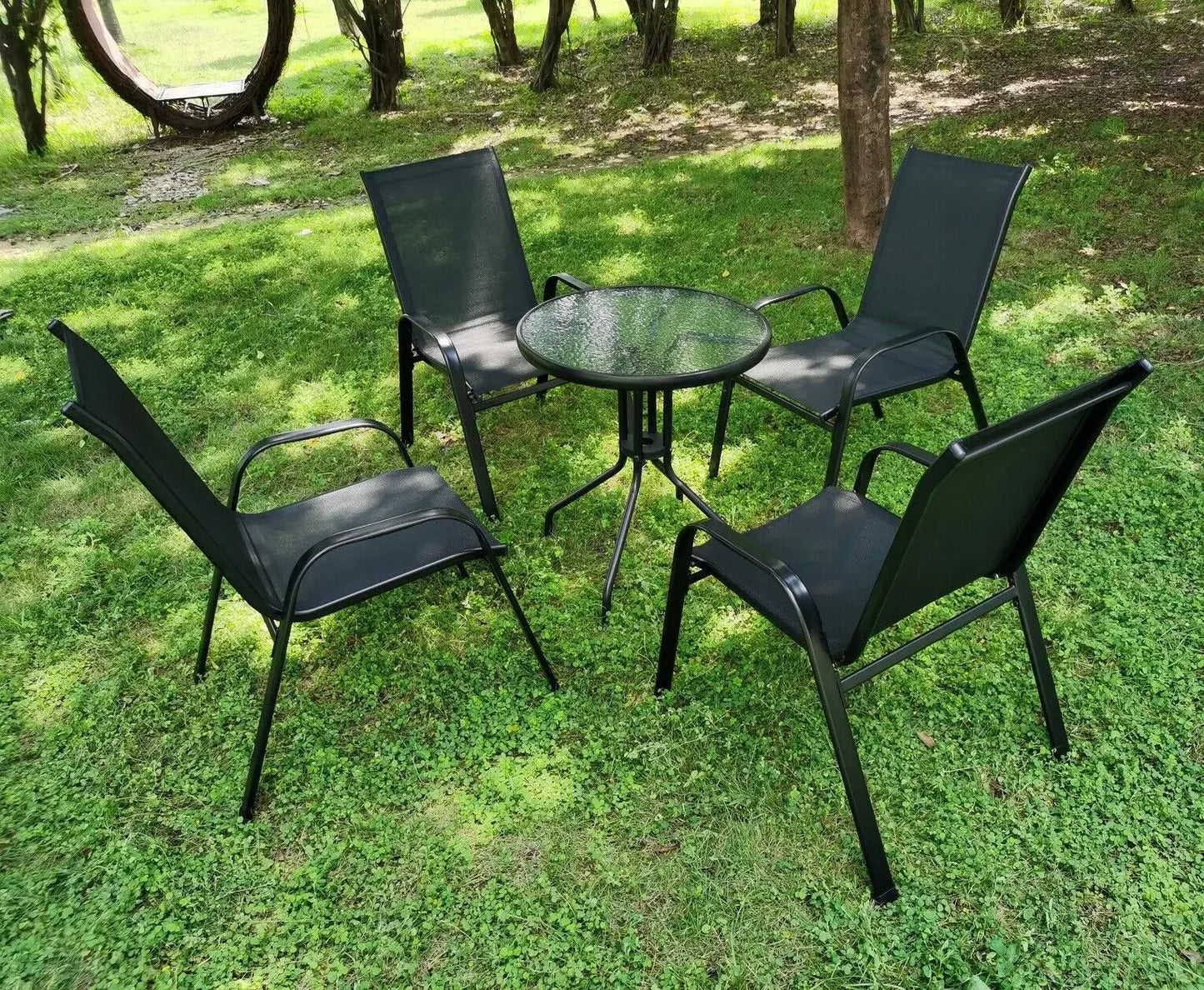 Metal Stackable Outdoor Dining Chairs Set of 4 for Patio Garden
