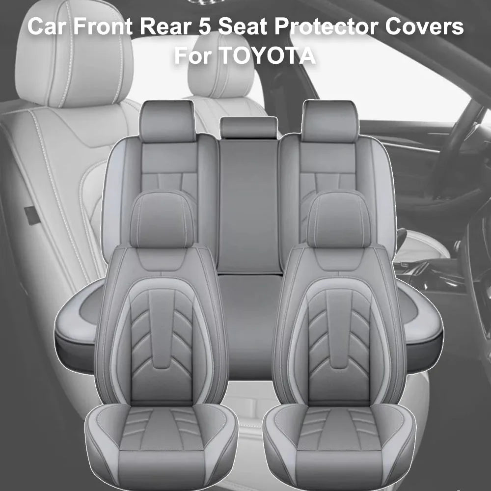 Toyota Full Set PU Leather Seat Covers 5-Seats Washable Anti-Slip