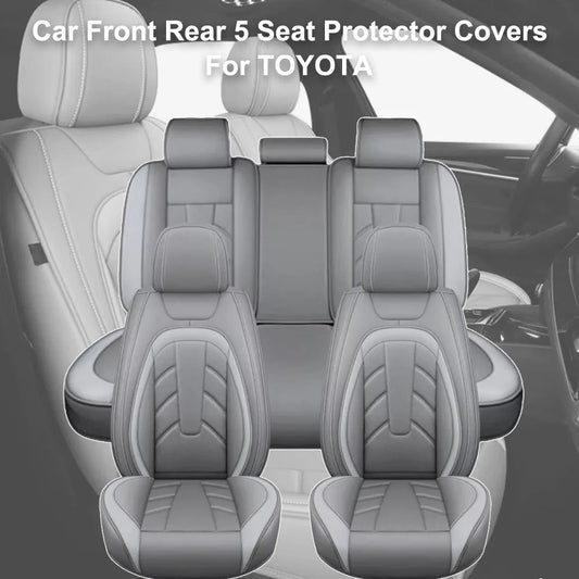 Toyota Full Set PU Leather Seat Covers 5-Seats Washable Anti-Slip