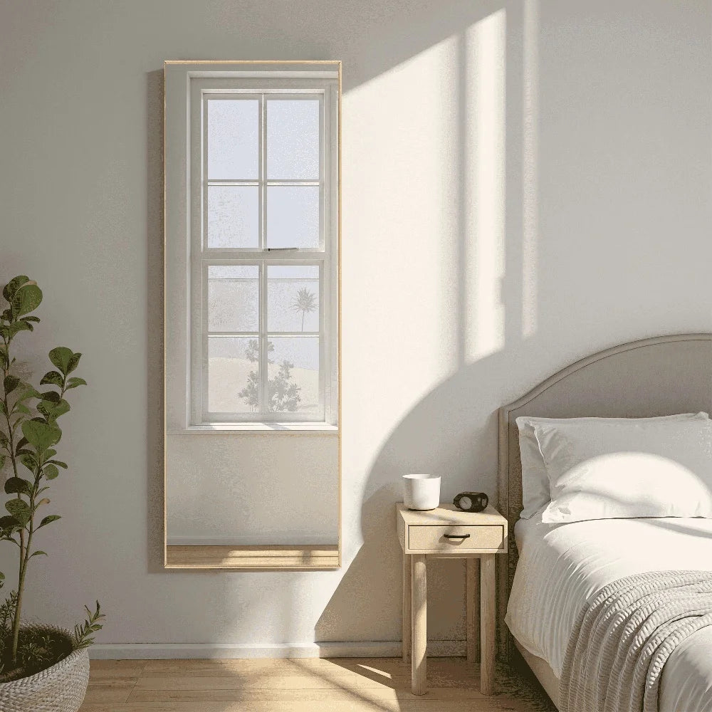 Ljustra 59in Full Length Mirror Aluminum Alloy Frame Floor Mirror HD Glass