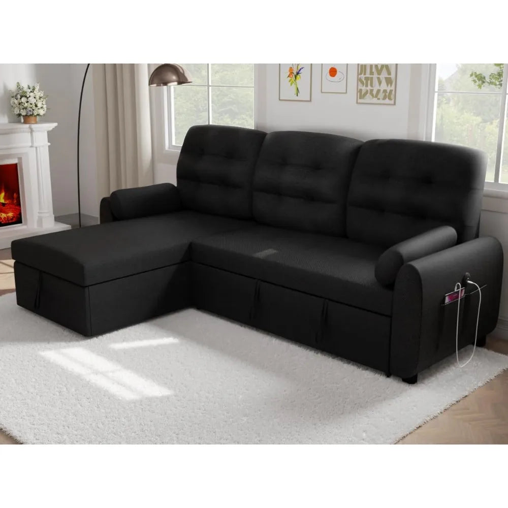 Ljustra 87" Sectional Sofa Bed with Reversible Storage Chaise