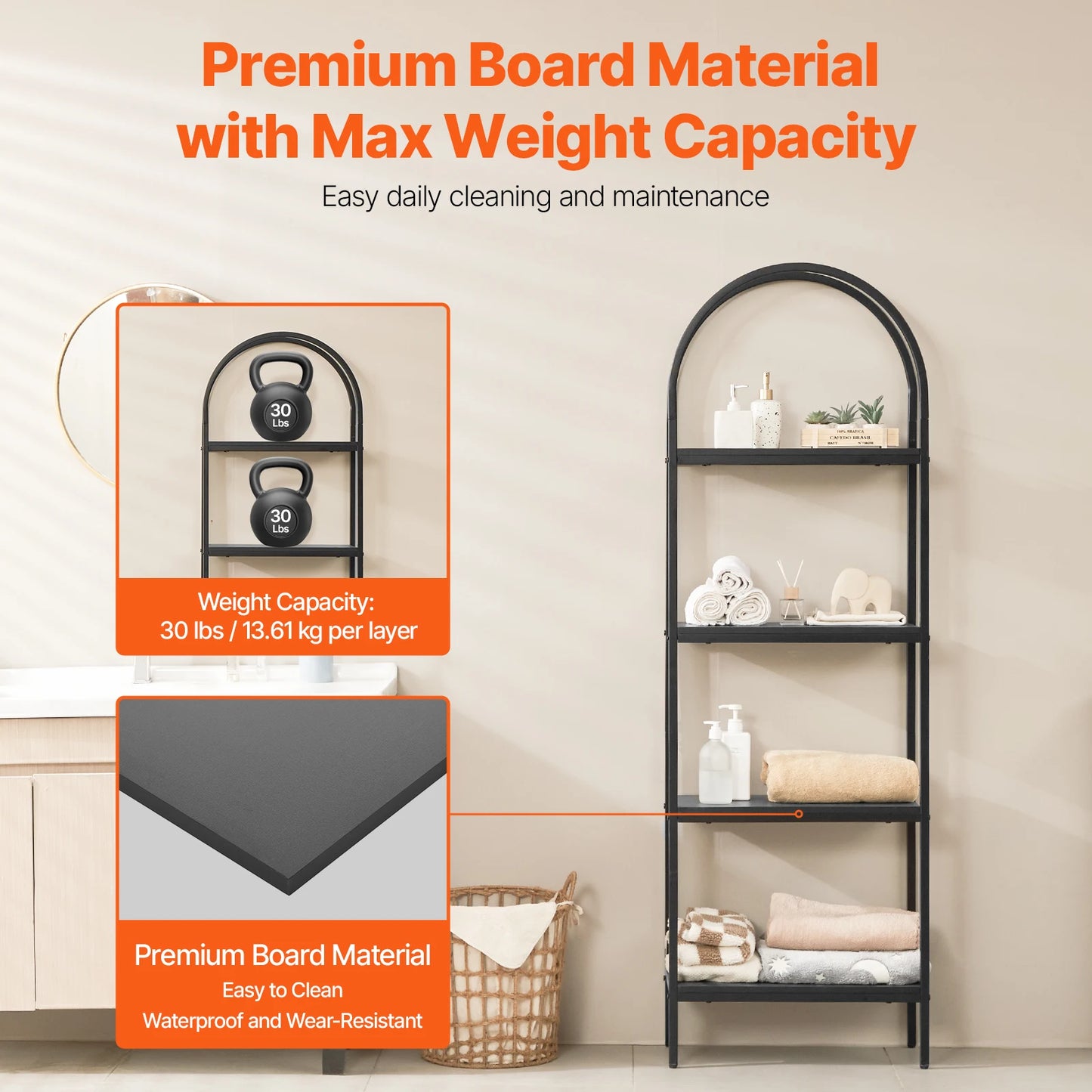 Ljustra Metal Bookshelf 4 Tier Industrial Rustic Open Shelf Storage Unit