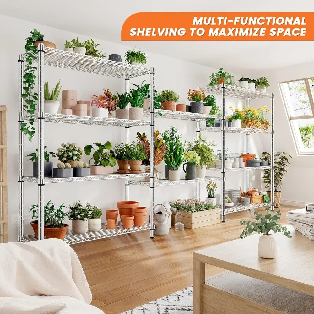 Heavy Duty 5-Tier Wire Shelving Adjustable Storage Rack 1200LBS Capacity