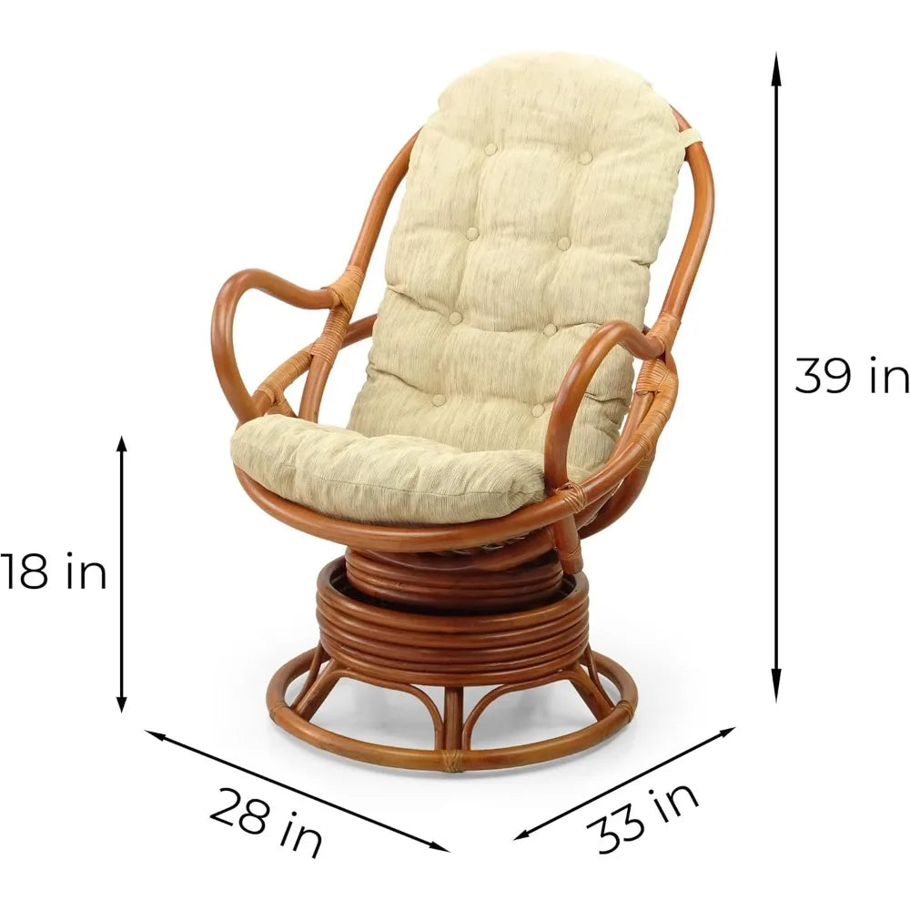 Java Lounge Swivel Rocking Chair Handmade Natural Rattan Wicker