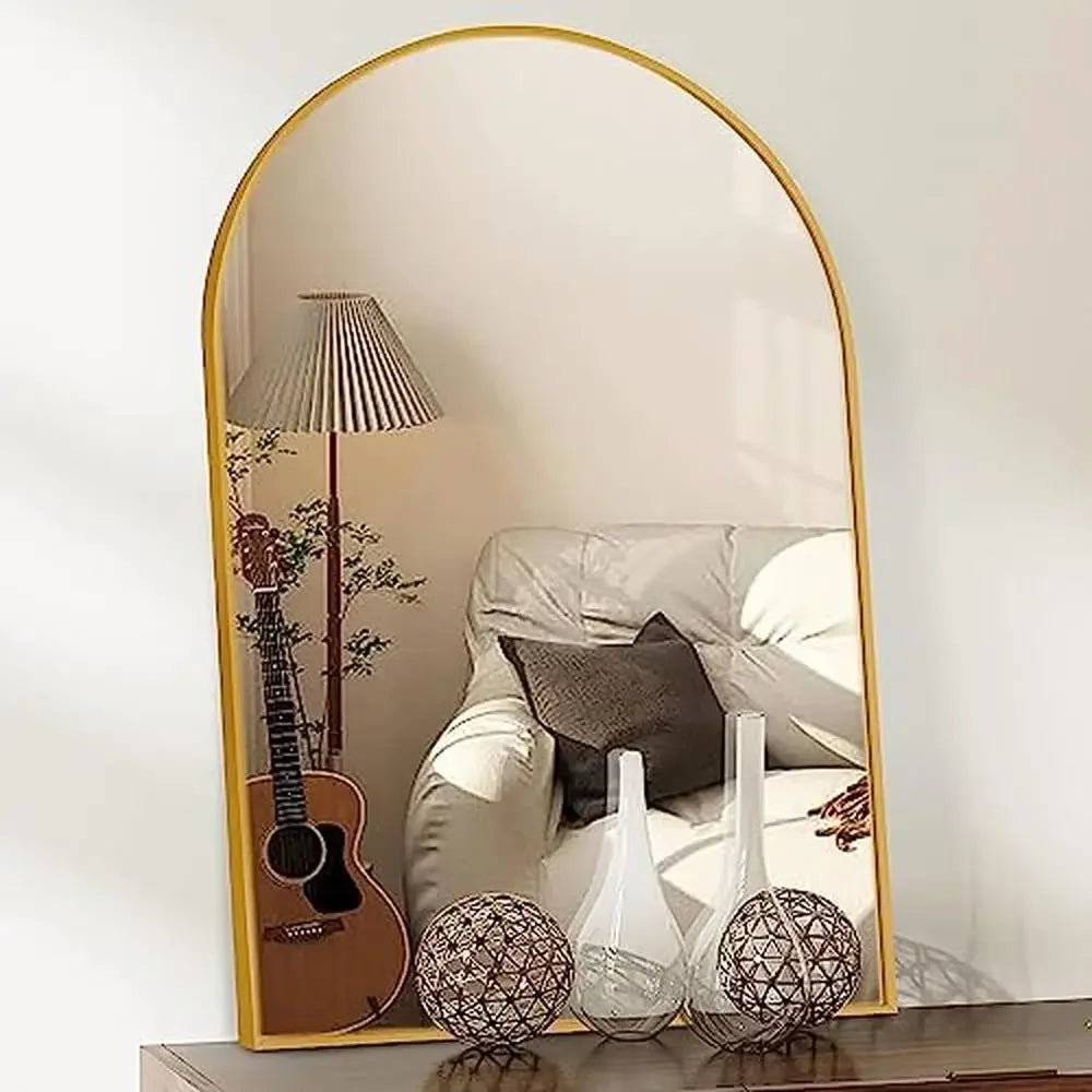 Modern Arched Wall Mirror 20x30 Aluminum Frame Bedroom Decor