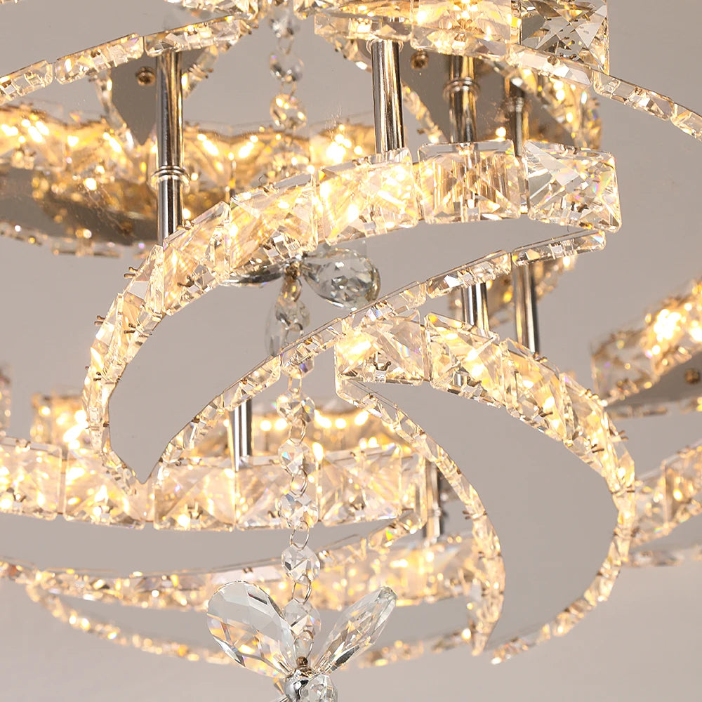 Modern Crystal Chandelier Ceiling Lamp LED Dimmable Pendant Light