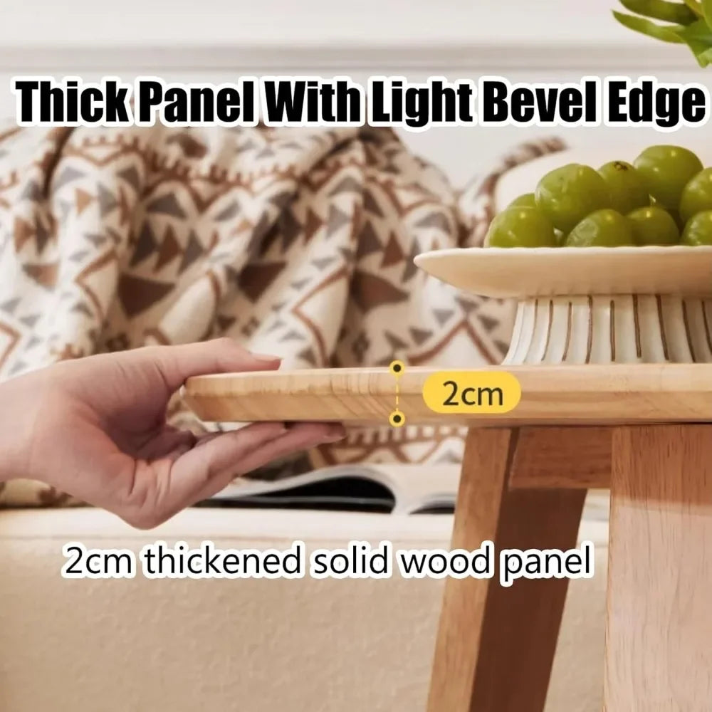 Solid Wood Round Coffee Table Rustic Farmhouse Living Room Tea Table