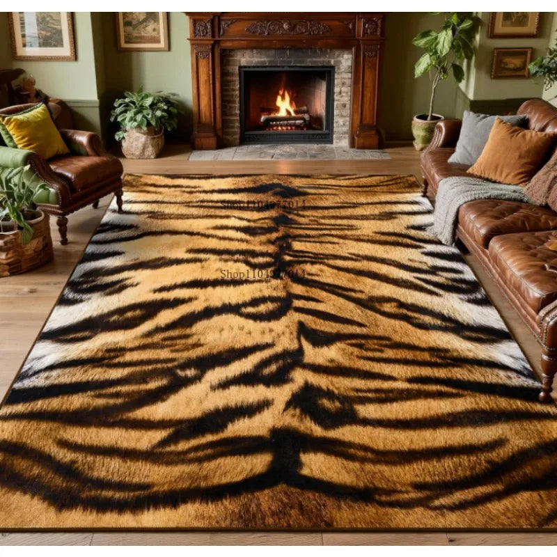 Abstract Tiger Print Non-Slip Rug for Bedroom Dining Room Decor