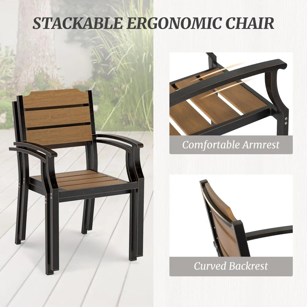 Ljustra 7-Piece Patio Table and Chairs Set All-Weather Outdoor Furniture