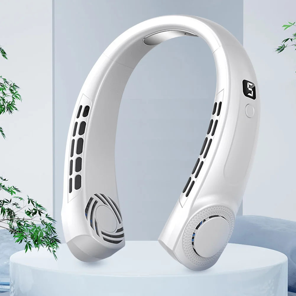 Mute USB Bladeless Neck Fan 5 Speeds Rechargeable Portable Cooling Fan