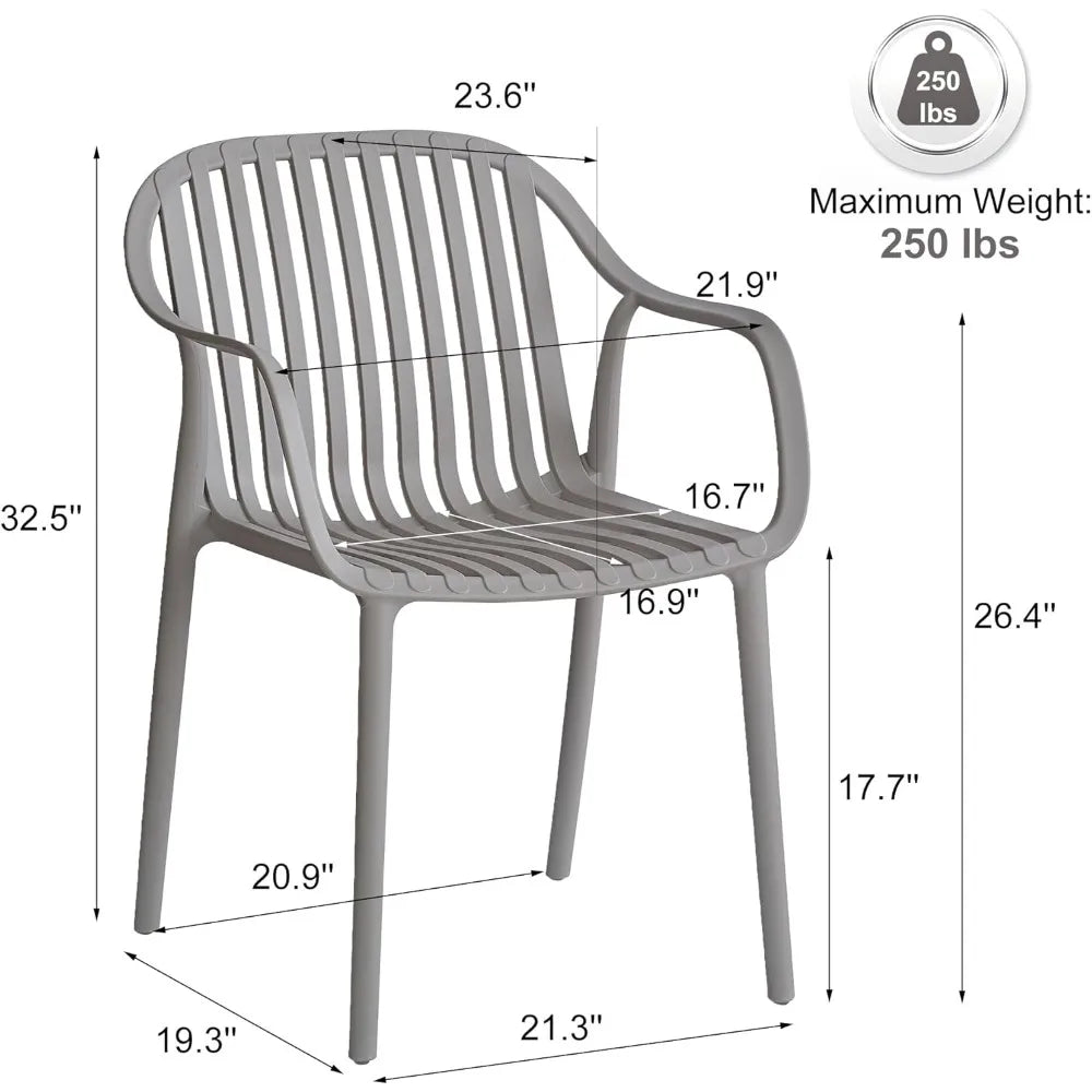 Modern Stackable Indoor Outdoor Plastic Dining Chairs Set Weather-Resistant