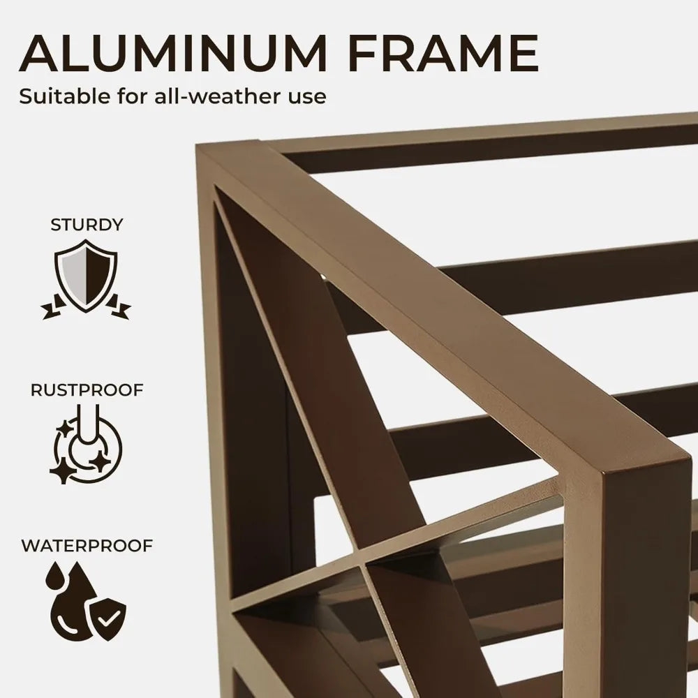 Ljustra Outdoor Aluminum Patio Furniture Set 4-Seater Sofa Coffee Table