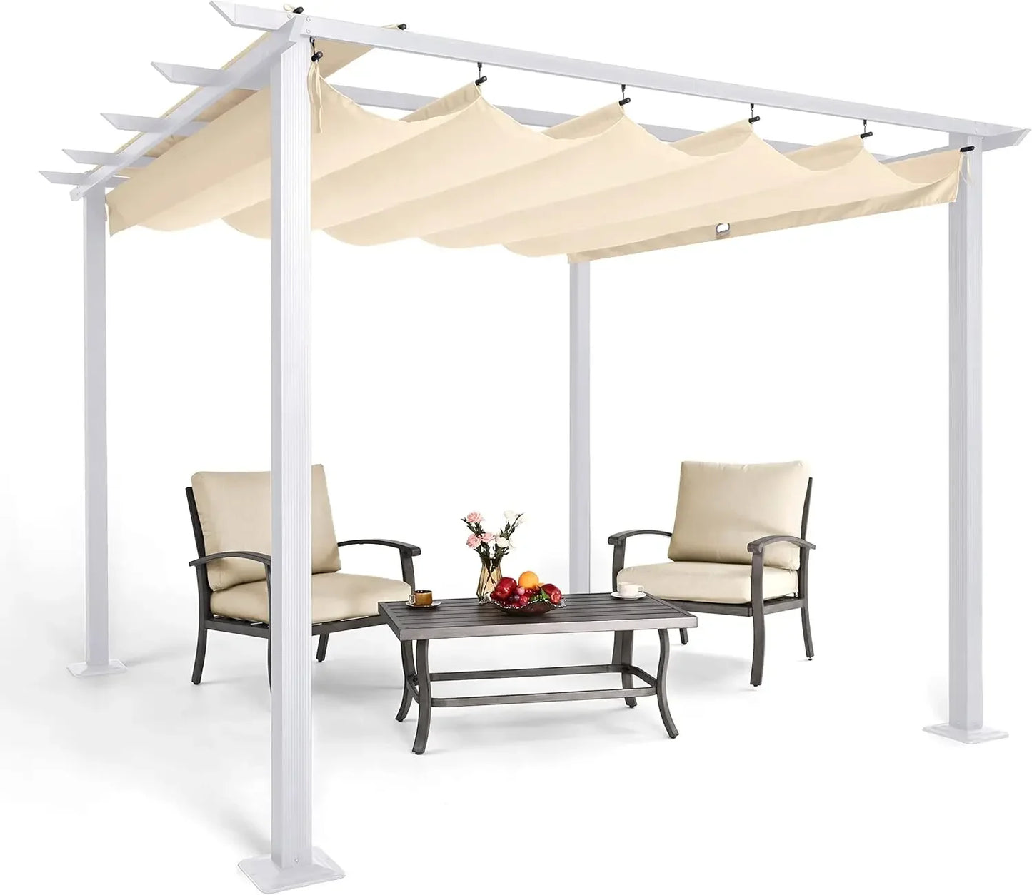 10x10 Retractable Pergola Canopy for Patios Gardens Backyards