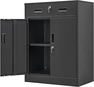 Metal Storage Cabinet 36 Inch Locking with Drawers Adjustable Shelf