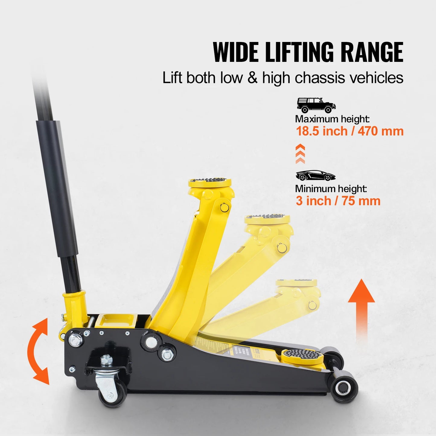 Ljustra 2 Ton Low Profile Floor Jack Hydraulic Car Jack Quick Lift Pump