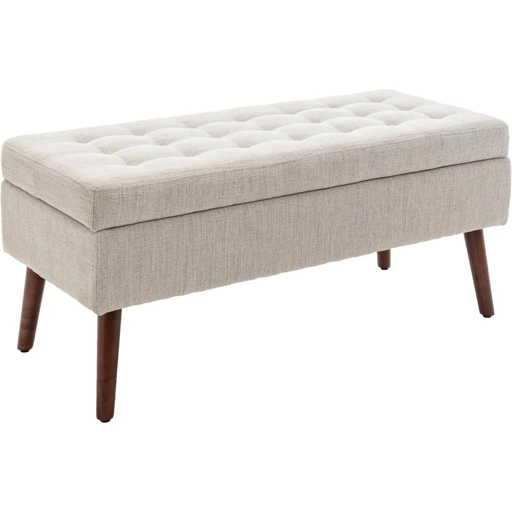 End of Bed Storage Bench Tufted Ottoman Entryway Footstool 43.3 Inch