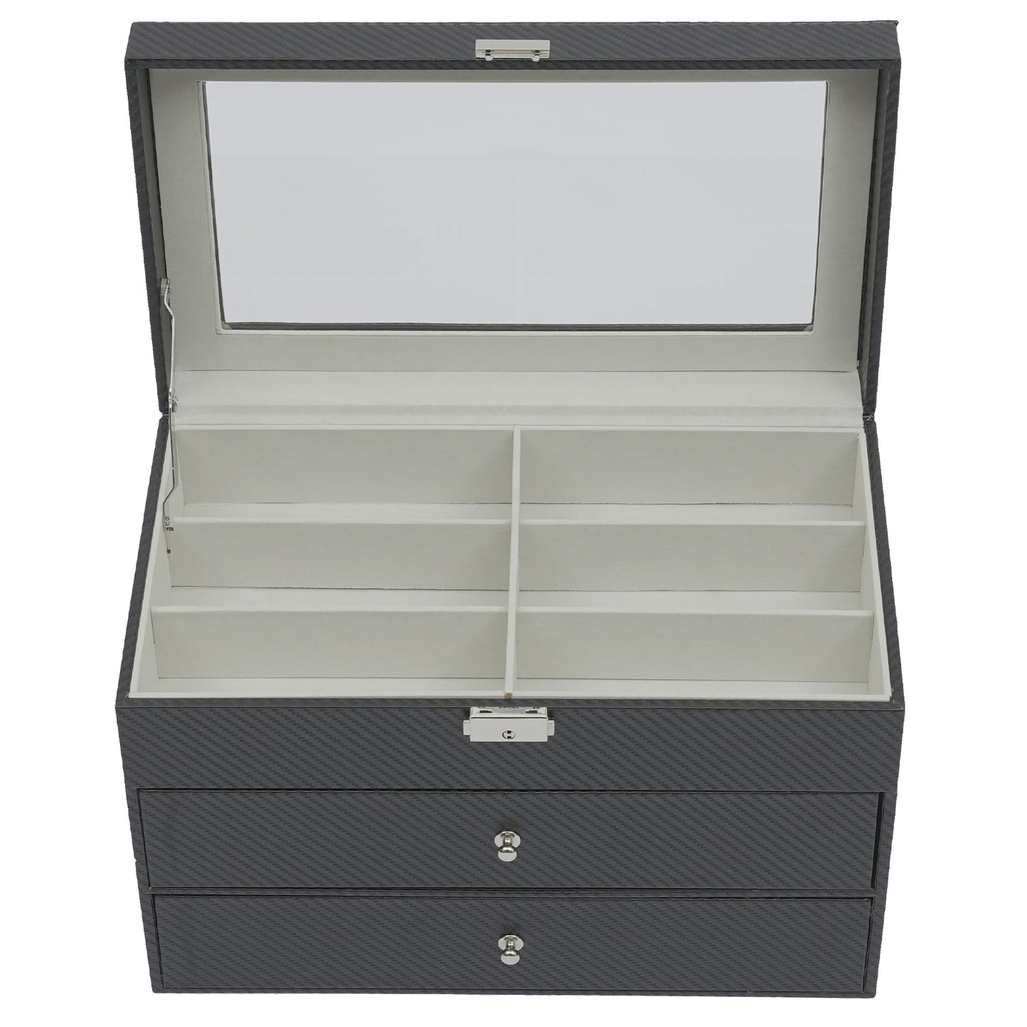 18-Grid Carbon Fiber Eyeglass Case Modern Sunglasses Storage Box