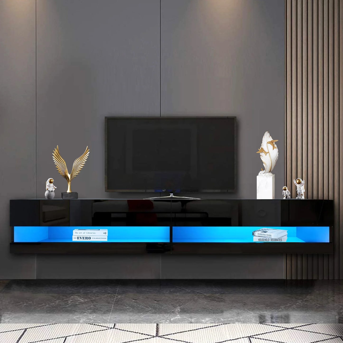 71 Inch Floating TV Stand Modern Wall Mounted LED Media Console