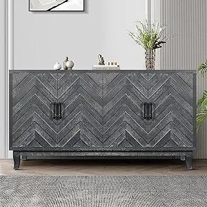 Vintage Sideboard Buffet Cabinet Storage Console Table with 4 Doors