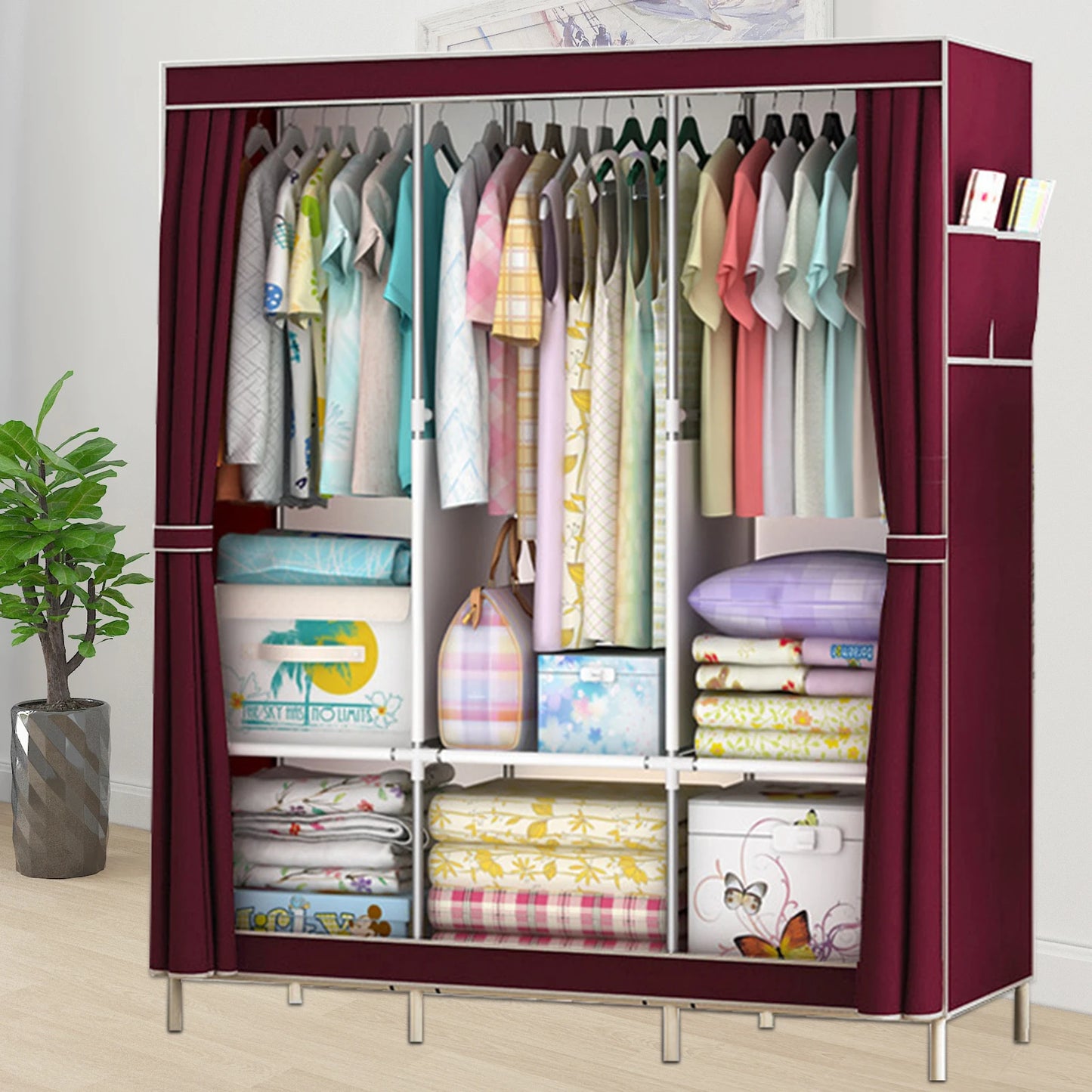 Portable Closet Organizer Rack Clothes Storage Shelf Easy Assembly