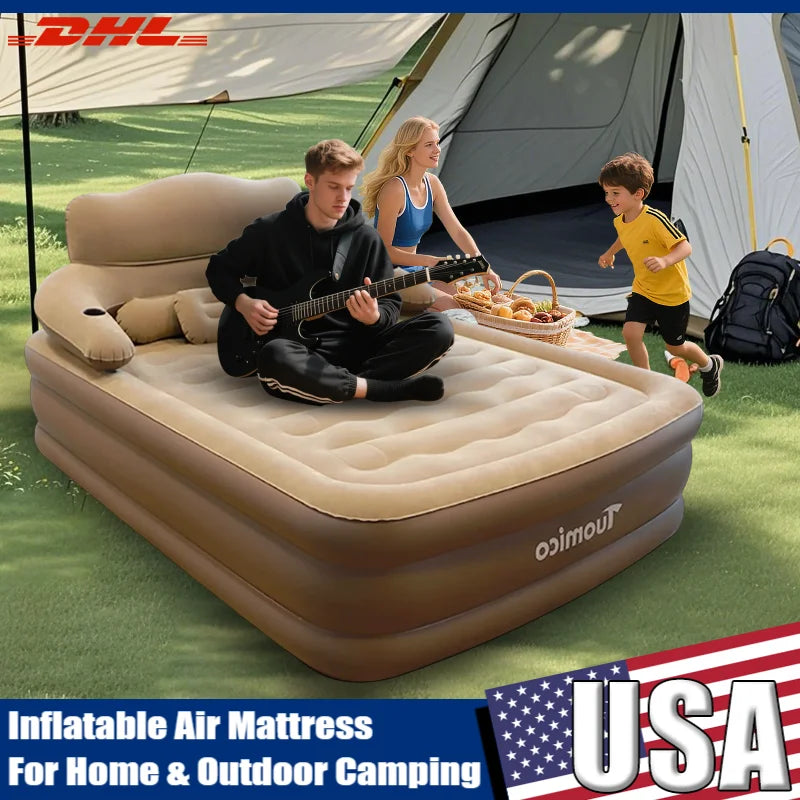 Ljustra Inflatable Queen Air Mattress with Built-in Pump for Camping