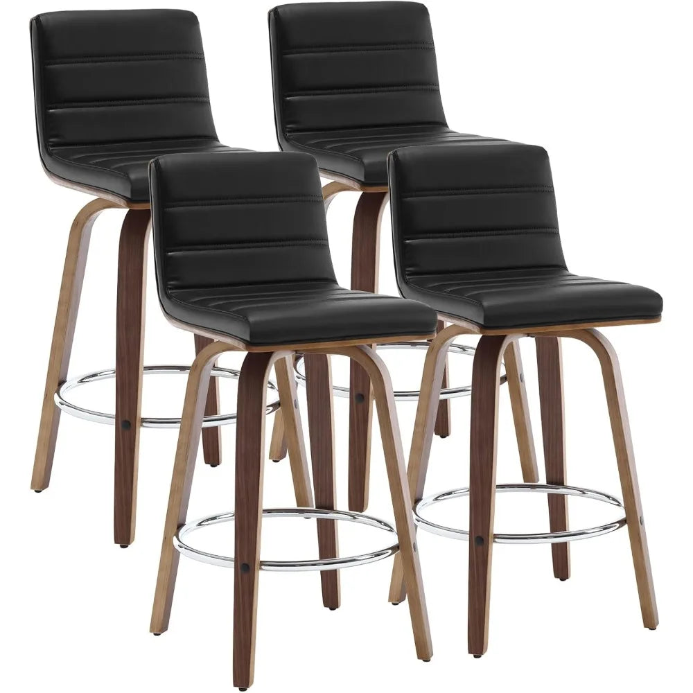 Bar Stools 26 Inch Set of 4 Swivel PU Leather Modern Counter Stools