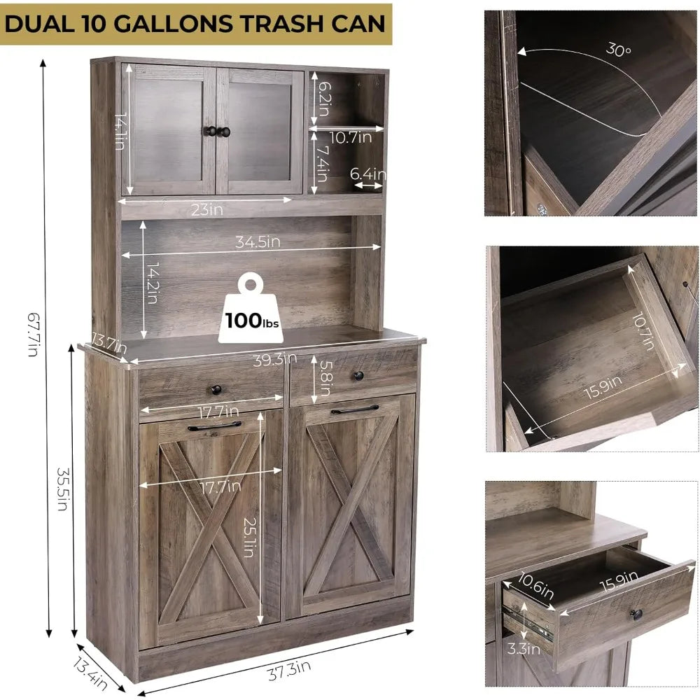 Dual Tilt Out Trash Storage Cabinet Kitchen Sideboard Cupboard