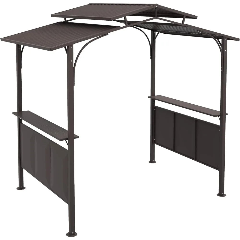 8x5 BBQ Grill Gazebo Outdoor Canopy with Side Shelves and Steel Frame
