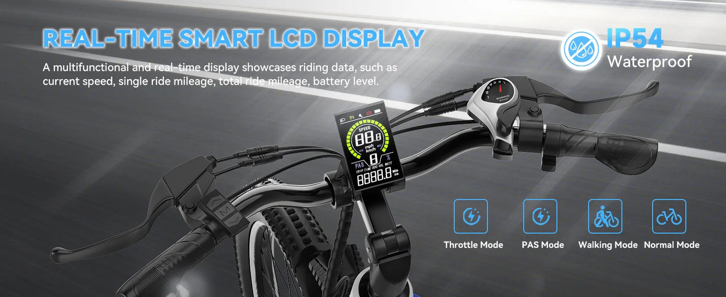 Ljustra 1000 Peak Electric Bike 80 Miles Removable Battery 26 Inch