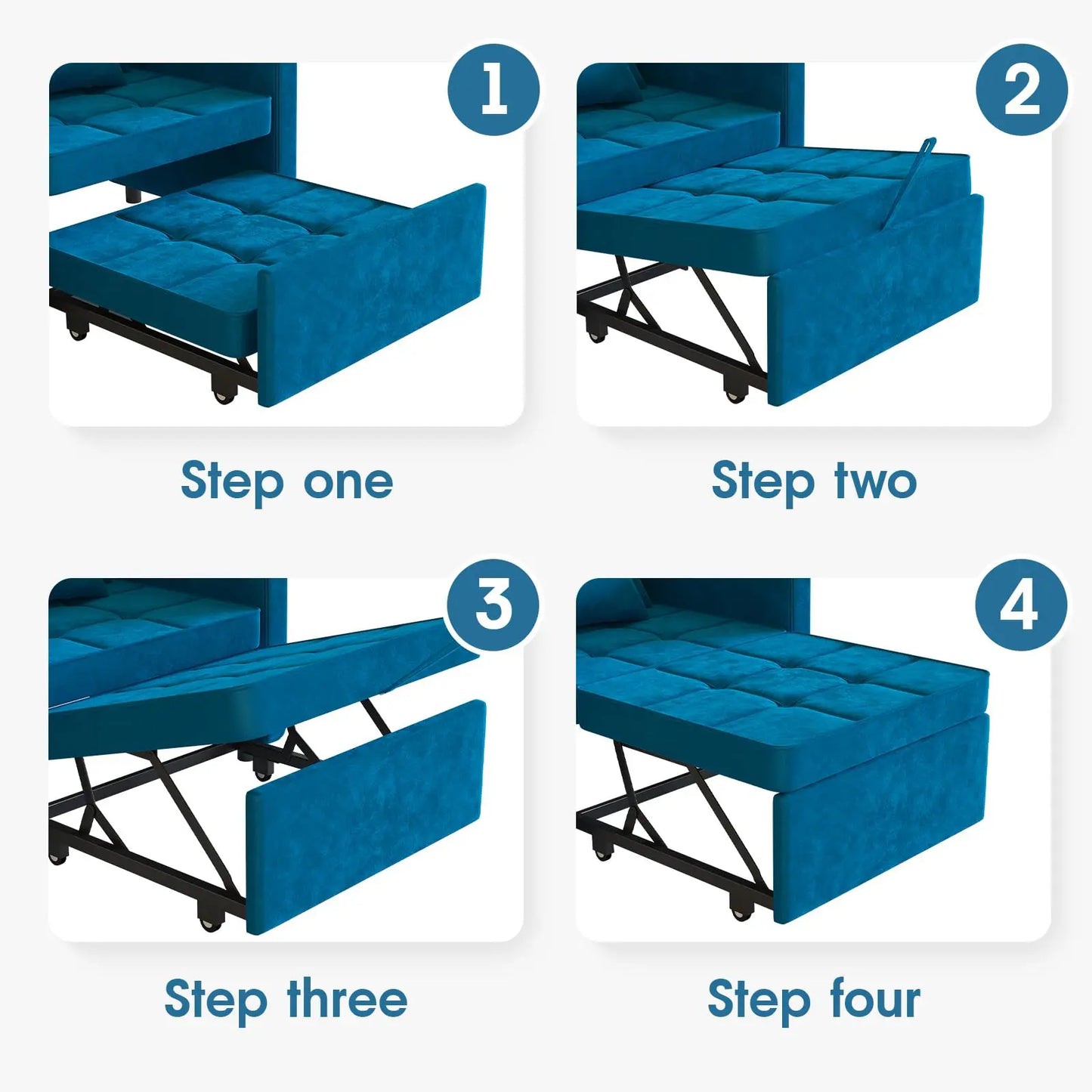 Ljustra Velvet Chaise Lounge Chair with USB Ports 3-in-1 Sofa Bed