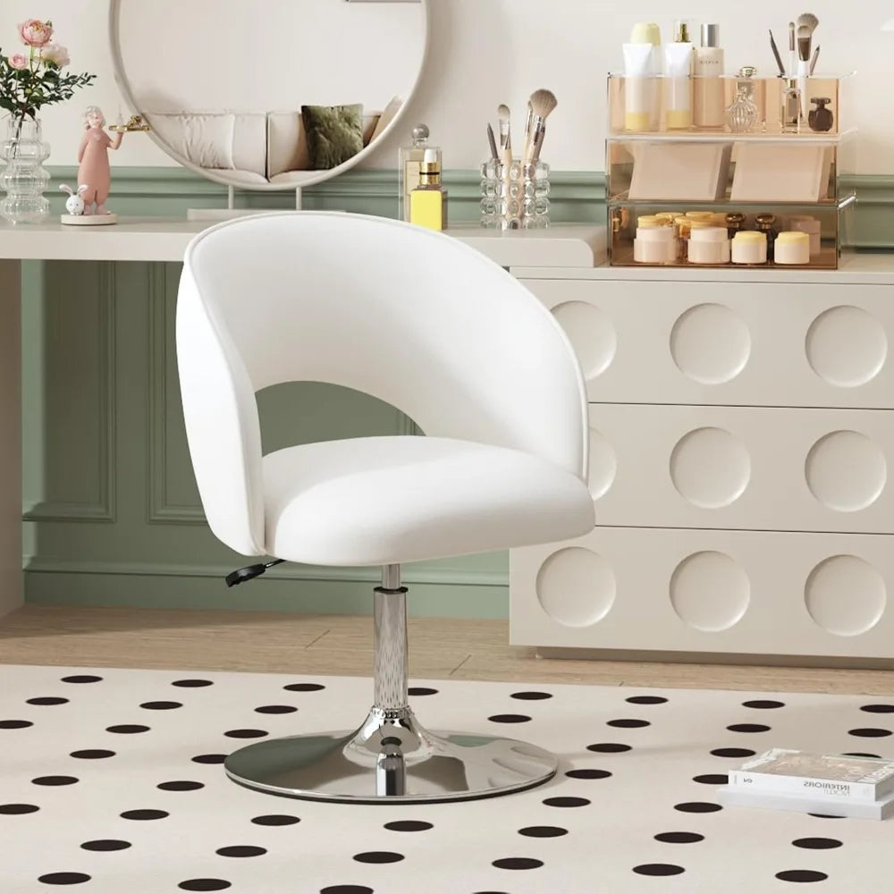 Vanity Chair PU Leather Swivel Accent Chair Adjustable Height Makeup Chair