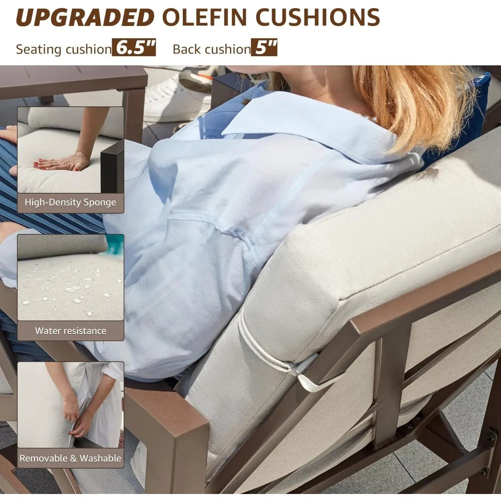 Ljustra 4 Piece Modern Metal Outdoor Patio Furniture Set with Rocking Chairs