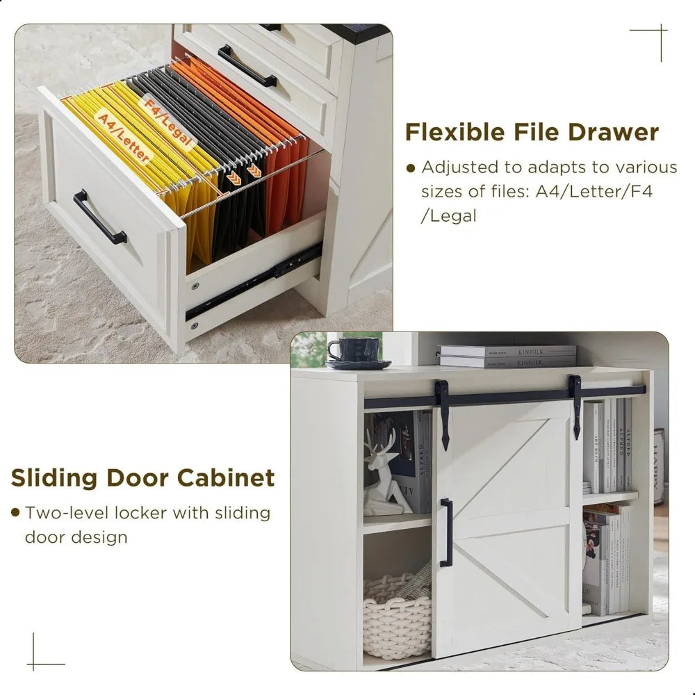 Home Office Desk Modern Farmhouse Computer Desk with Storage 67 Inch