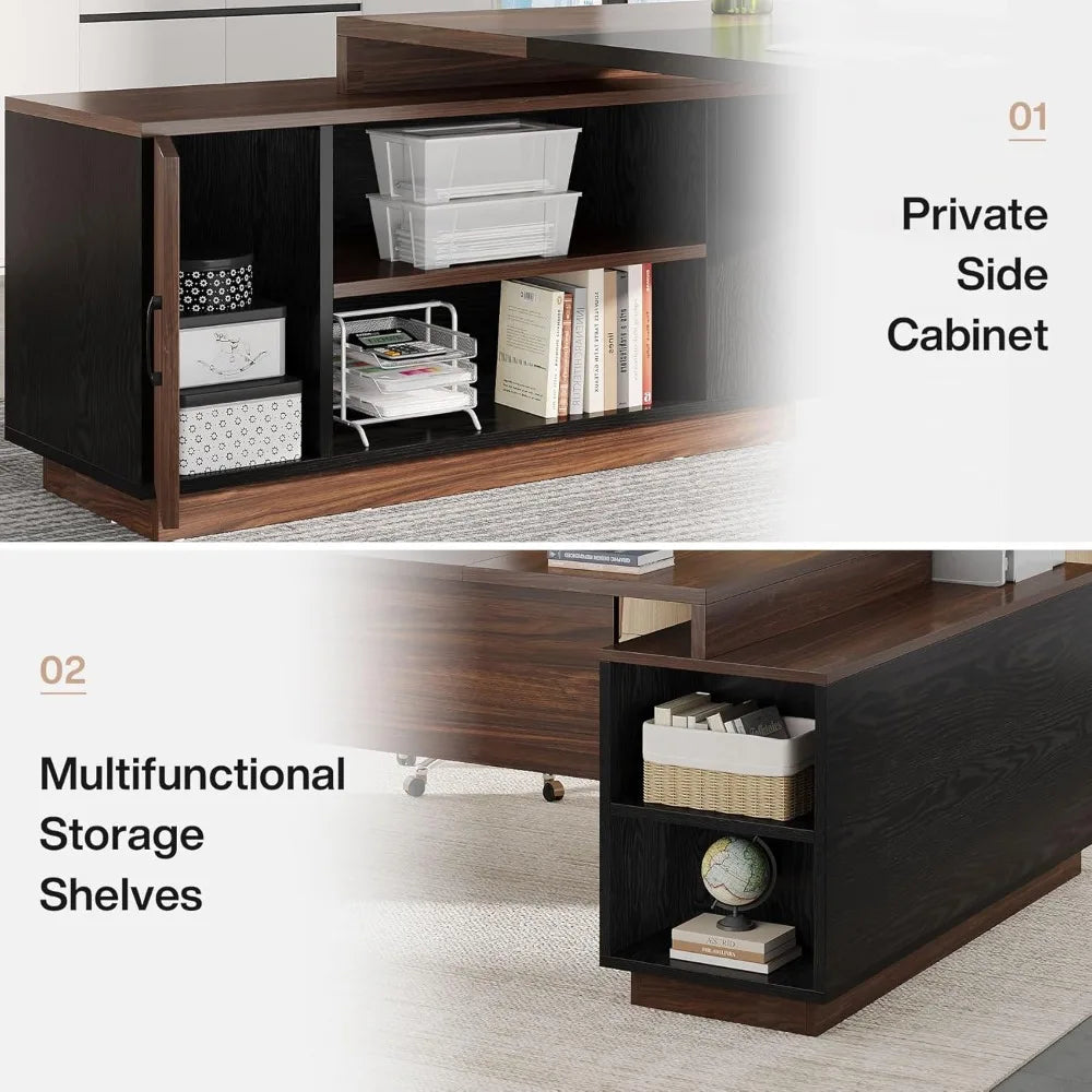 L-Shaped Executive Office Desk 70.5 Inch Modern Computer Desk with Storage