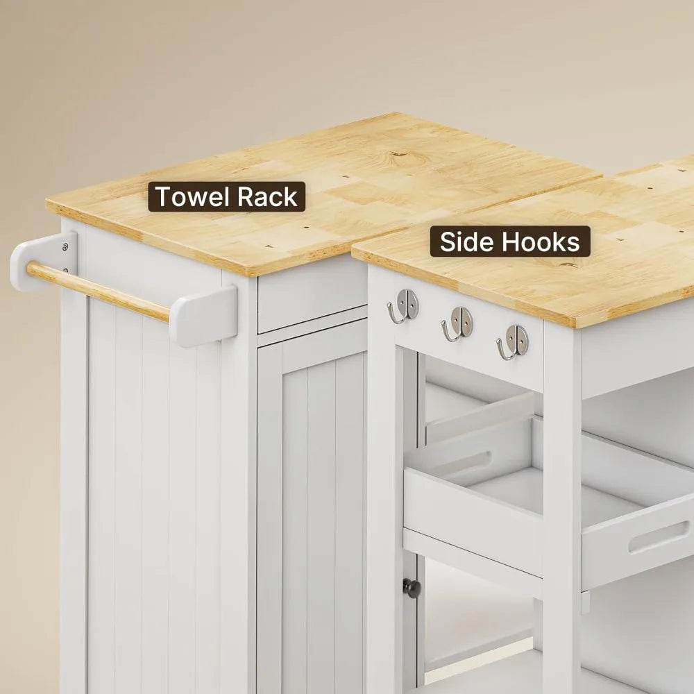 Ljustra Kitchen Island Cart Rolling Trolley with Drawer and Removable Tray