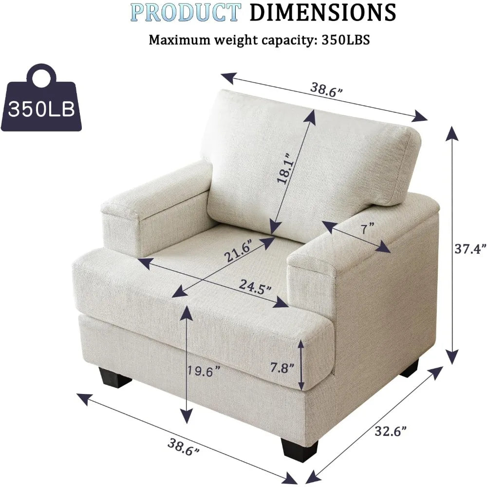 Oversized Accent Chair with Armrest Storage Deep Comfy Reading Chair