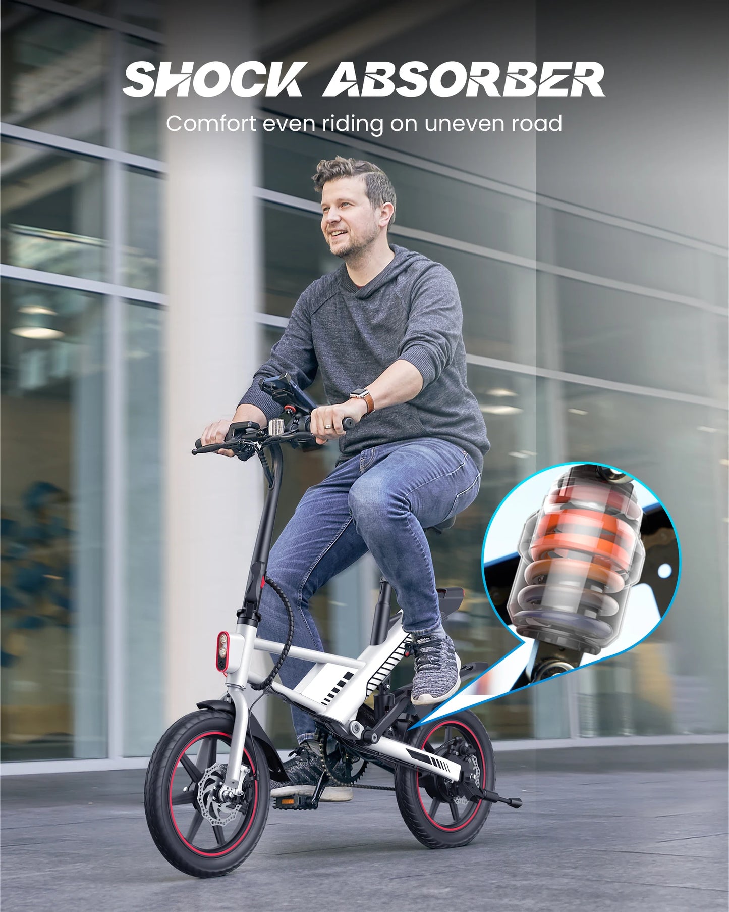 Ljustra 14" Electric Bike 450W Adults Mini Electric Bicycle 18.6MPH