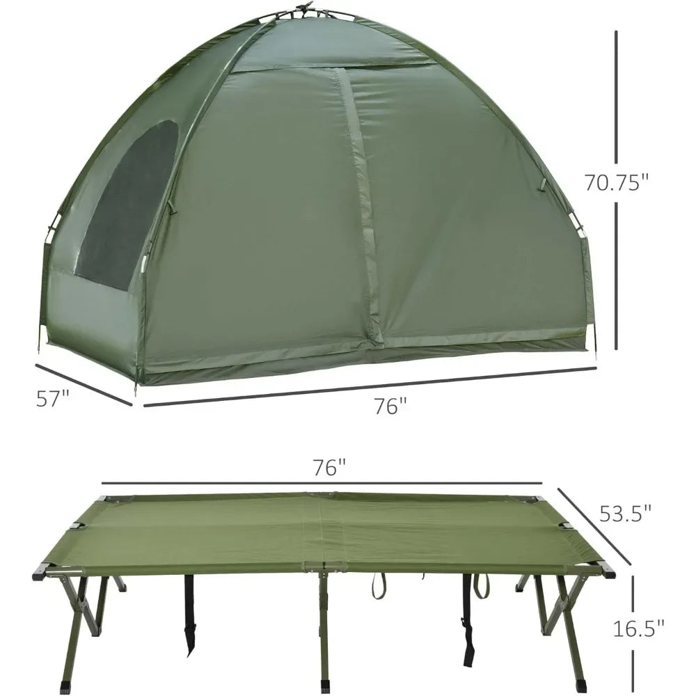 4-in-1 Camping Cot Tent Air Mattress Portable Foldable Elevated Bed