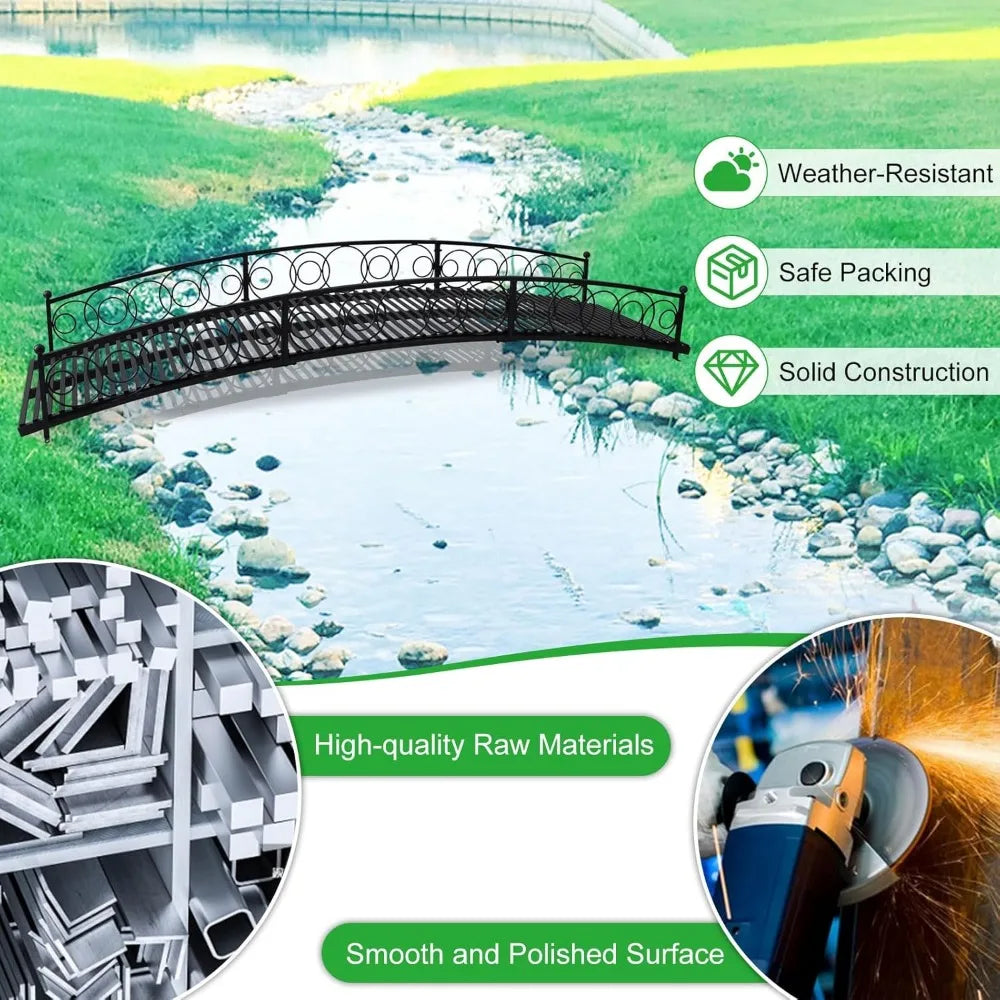 Garden Bridge Metal Arch 10FT Decorative Footbridge for Outdoor Use