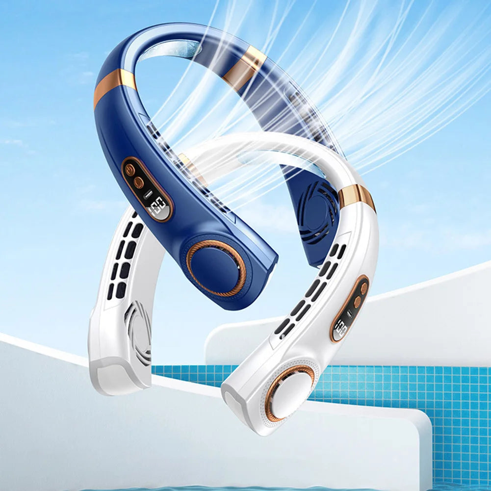 Mute USB Bladeless Neck Fan 5 Speeds Rechargeable Portable Cooling Fan