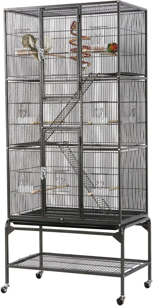 69-Inch Extra Large Bird Cage for Mid-Sized Parrots Cockatiels Conures