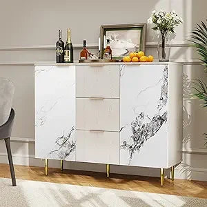 Modern Buffet Sideboard Cabinet Storage with 3 Drawers and 2 Doors