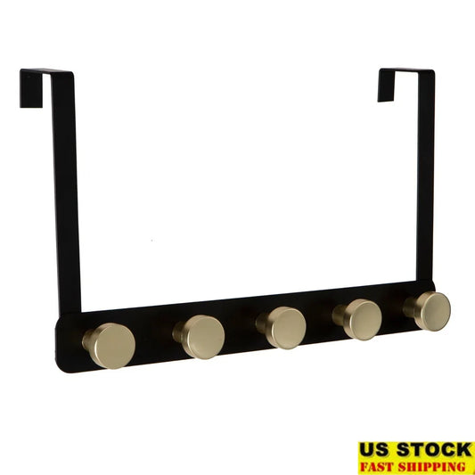 Over the Door 5 Hook Rack Iron Towel Coat Organizer Modern Design