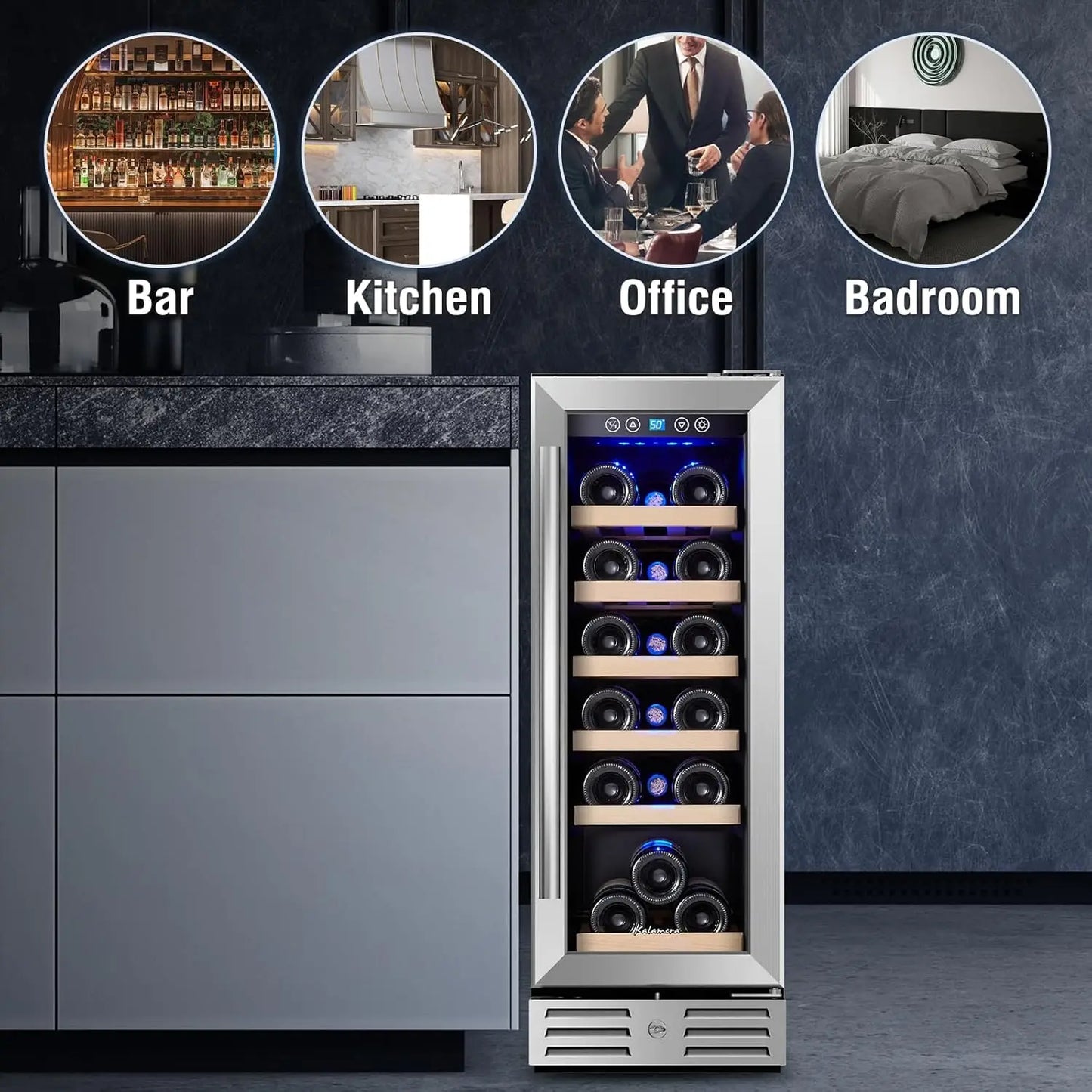 Mini Fridge 18 Bottle Wine Cooler Refrigerator Built-in Freestanding