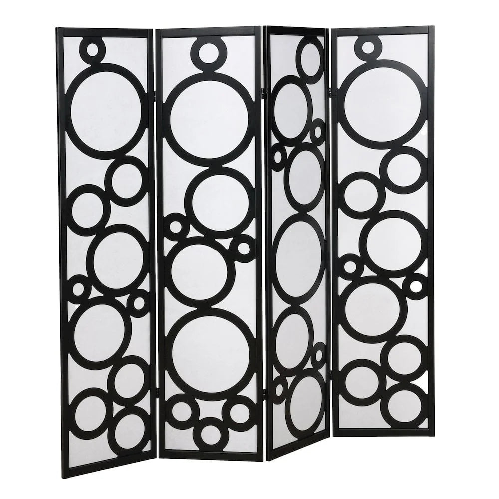 4-Panel Wood Room Divider Foldable Privacy Screen Art Display Home Decor