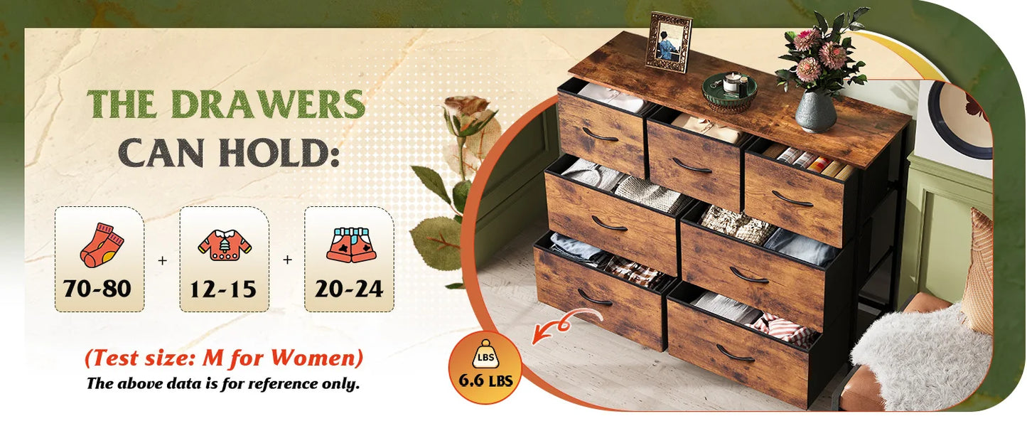 7 Drawer Dresser TV Stand Media Console Table for TVs up to 45 Inch